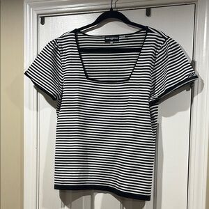 Karl Lagerfeld Black and White Boxy Short Sleeve Tee